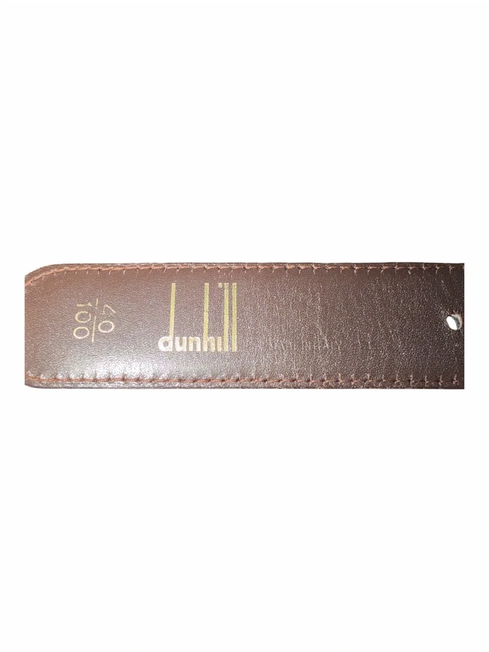 Vintage Dunhill Italy Mixed Metal Plaque Leather Dress Belt Size 40 Unisex